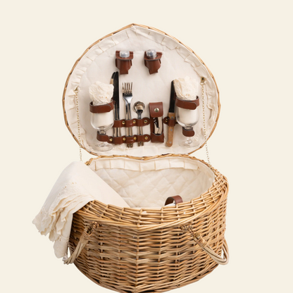 Heart Picnic Woven Basket