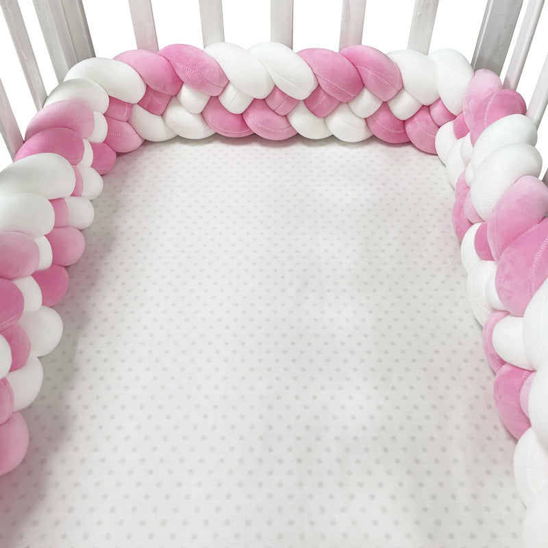 CulnCraz Handwoven Four-Strand Braided Crib Bumper